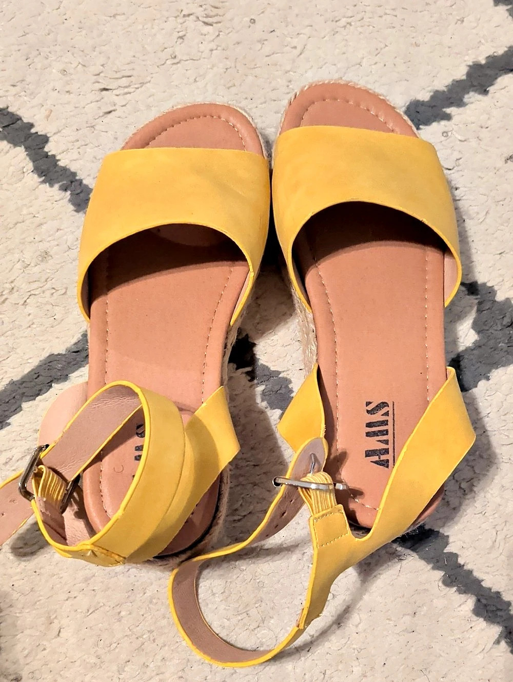 Yellow Espadrille Wedge Sandals